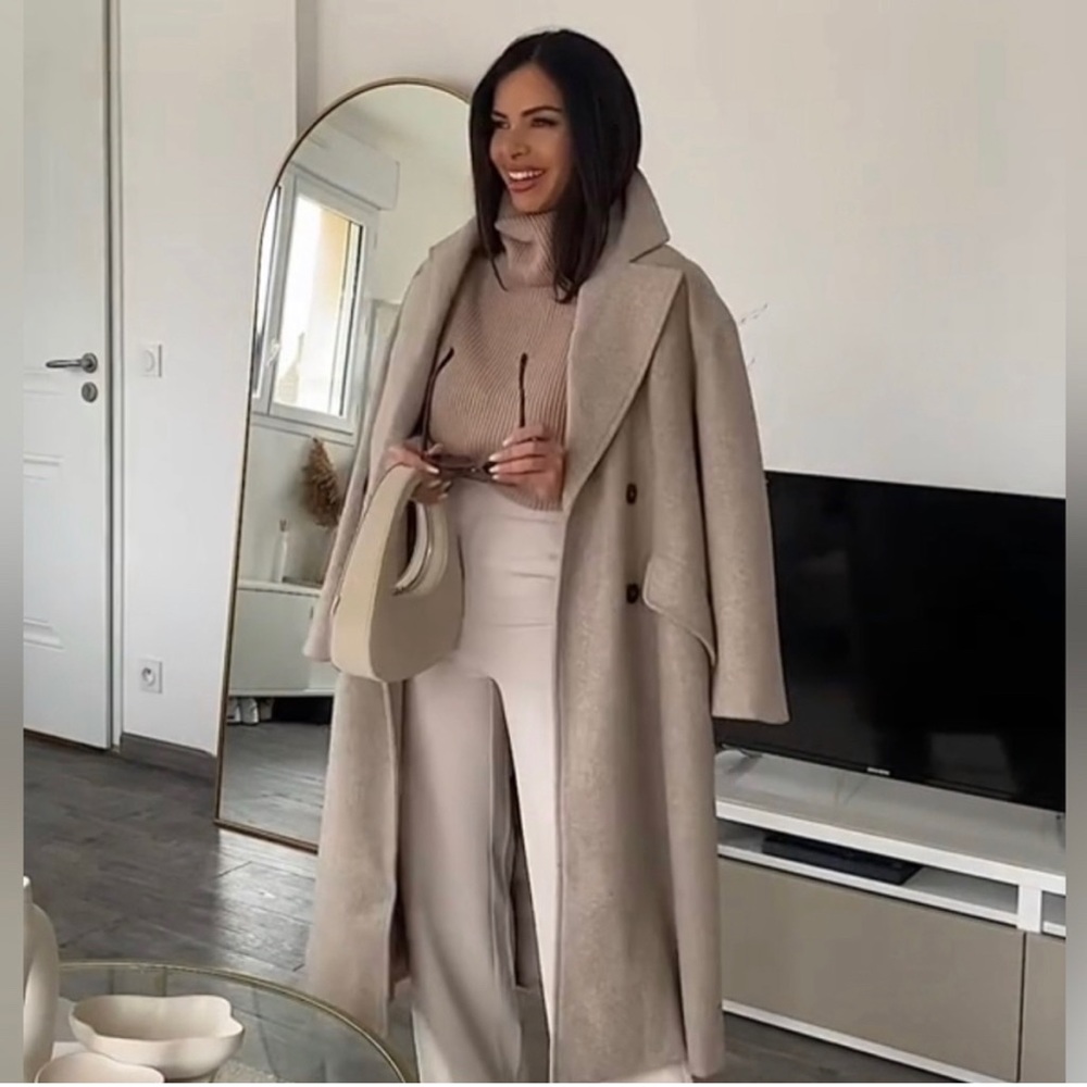Zara Oversized Coat Beige New
